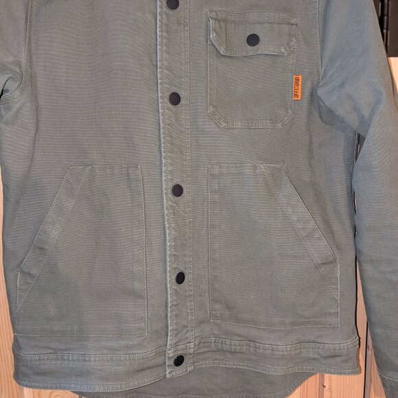 Off The Grid Torch Canvas Jacket Mens Medium Army Green Flannel Lined Snap Close - Picture 3 of 14